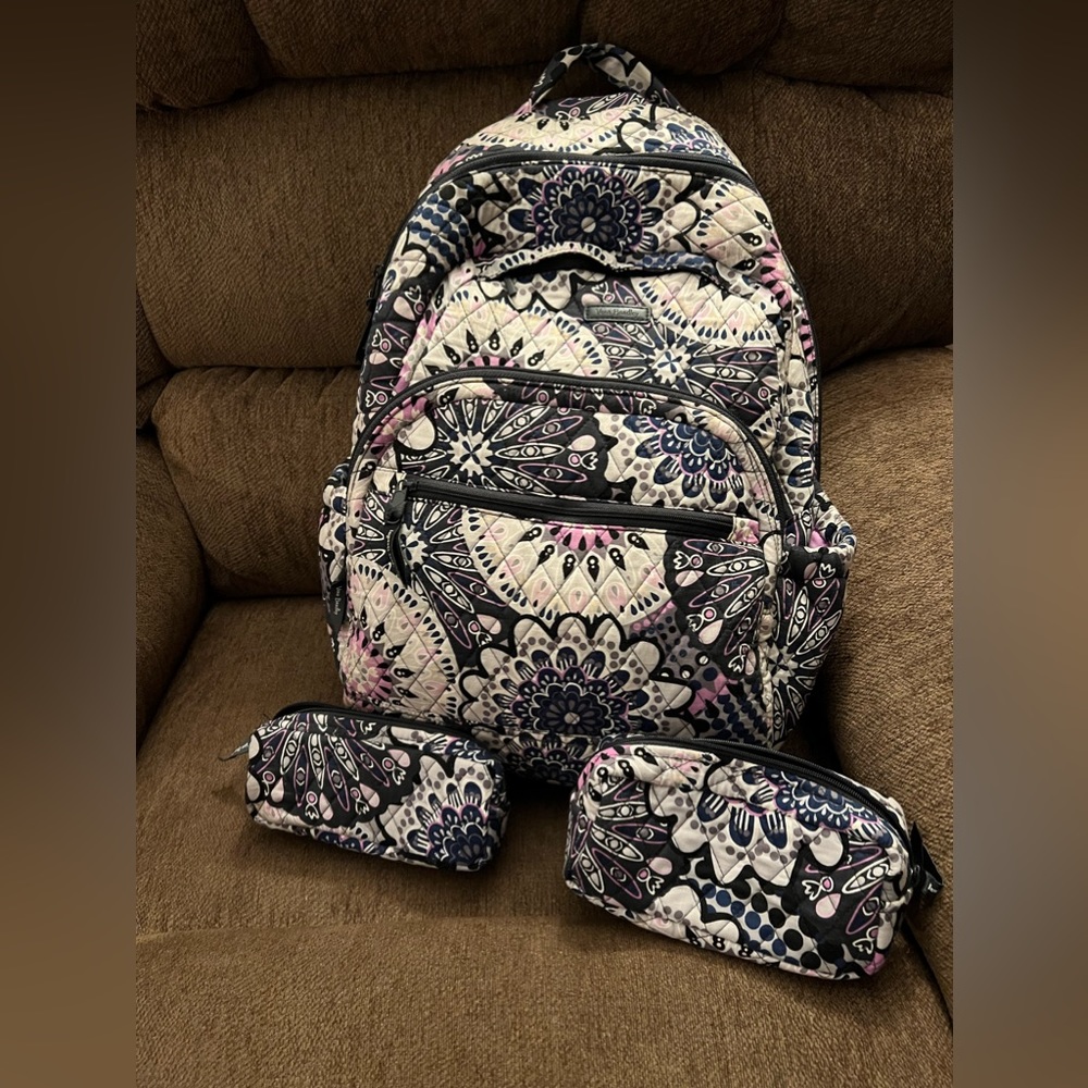 Vera Bradley Set - Campus Backpack with two pouches